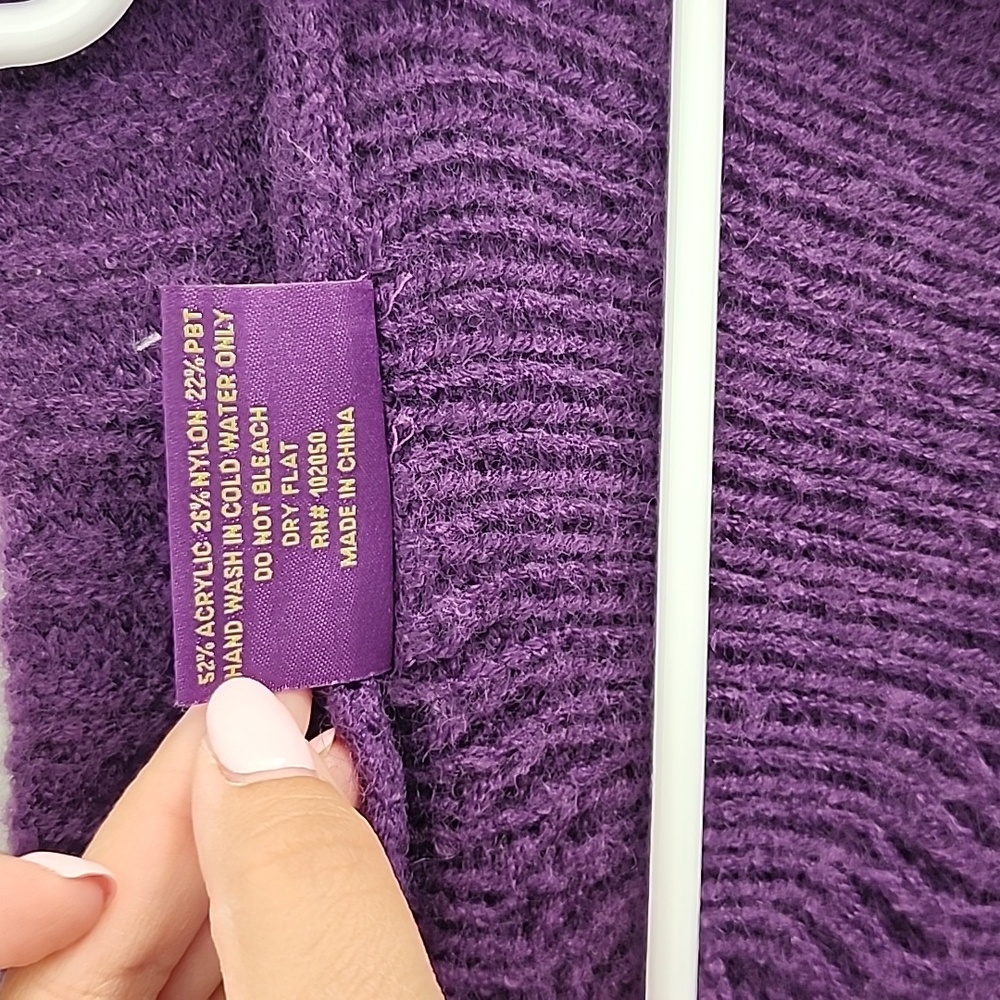 Taylor Swift Speak Now Cardigan Sweater M/L Purple Cable Knit Star Soft - Picture 6 of 9